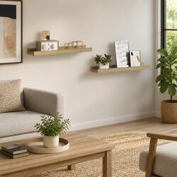 Sonoma Oak Floating Shelves - Durable Set of 2