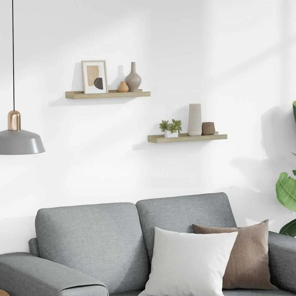 Wall Shelves MDF 40 x 9 x 3 cm Sonoma Oak Set of 2