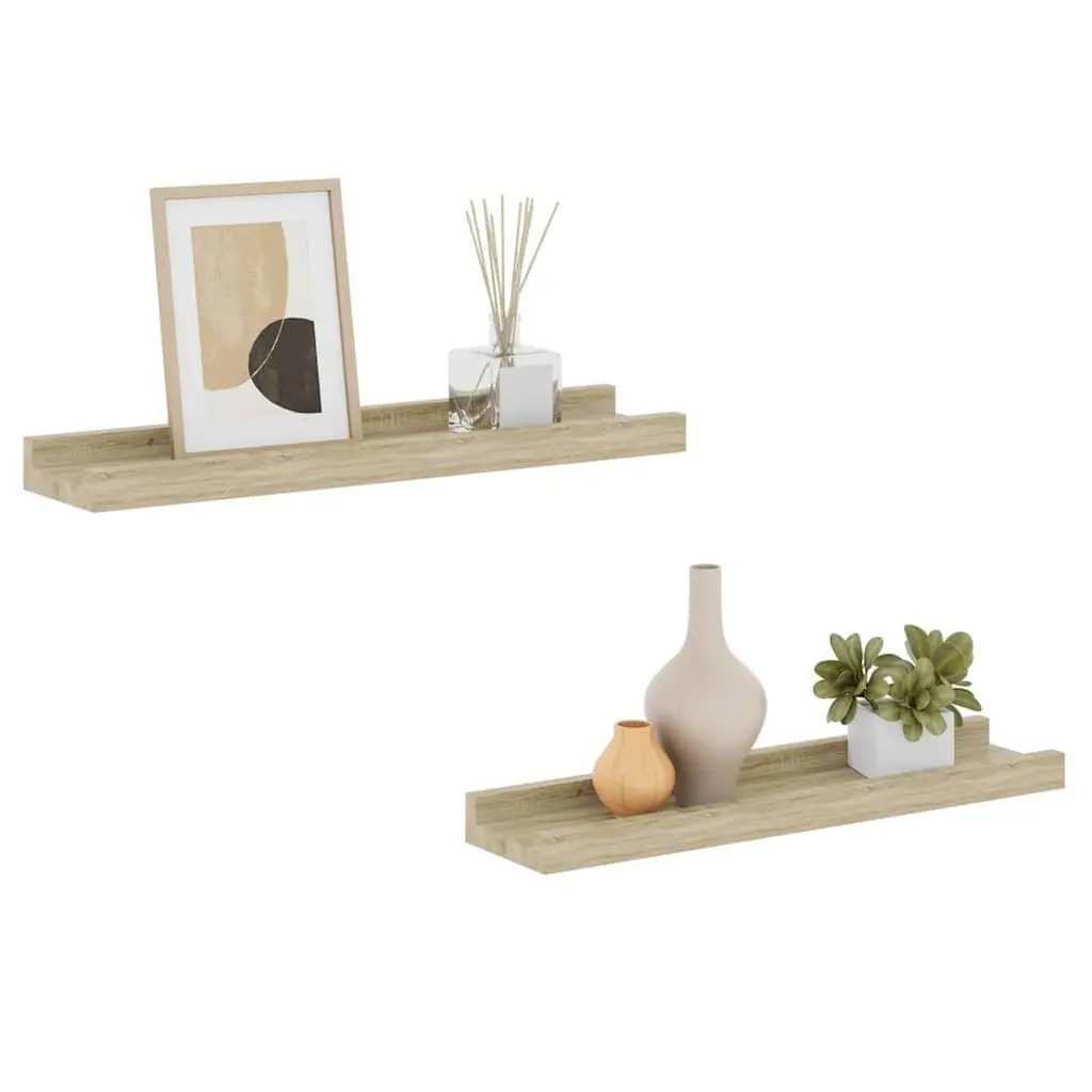 Wall Shelves MDF 40 x 9 x 3 cm Sonoma Oak Set of 2
