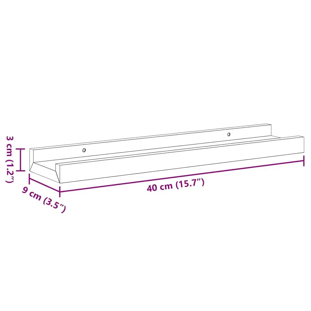 Wall Shelves MDF 40 x 9 x 3 cm Sonoma Oak Set of 2