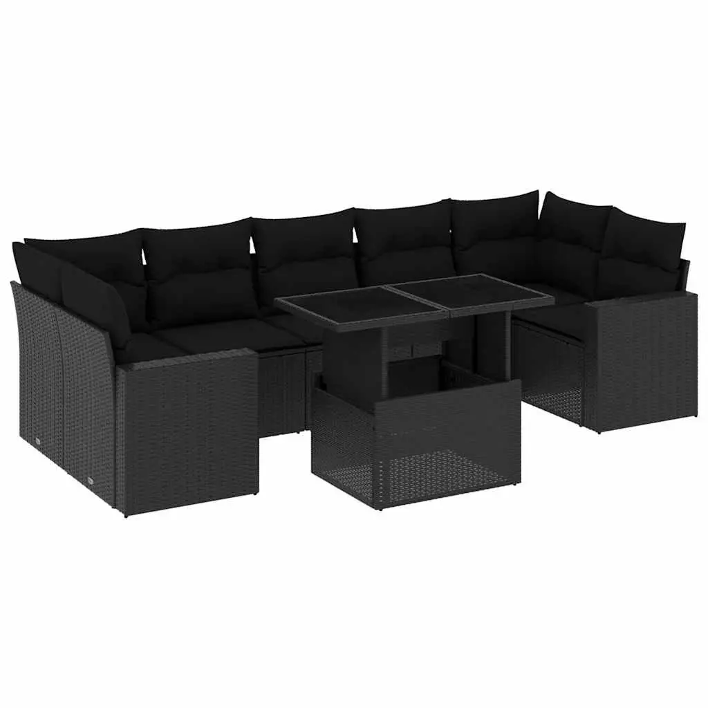 Garden Sofa Set PE Poly Rattan 8 Piece Modular Outdoor Furniture Black