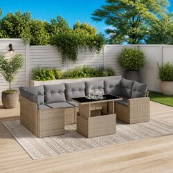 Premium 8-Piece Modular Garden Sofa Set in Beige