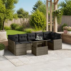 8-Piece Outdoor Grey Garden Sofa Set Modular Design