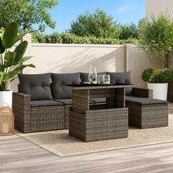 High-Quality 6 Piece Grey Modular Outdoor Sofa Set
