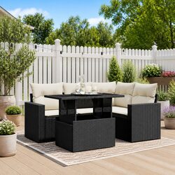 Premium 5 Piece Black Rattan Sofa Set for Outdoors