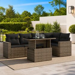 Durable 6 Piece Garden Sofa Set with Adjustable Table