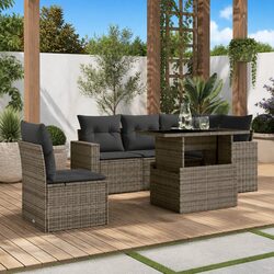 Stylish 6 Piece Grey Modular Patio Sofa Set