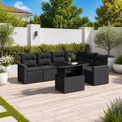 Exceptional 7 Piece Modular Garden Sofa Set in Black