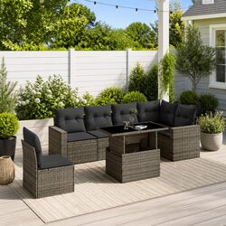 Stylish 7-Piece Grey Outdoor Sofa Set with Cushions