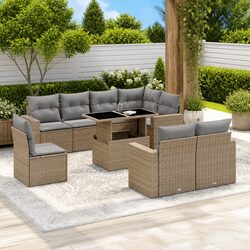Beige 9-Piece Garden Sofa Set for Outdoor Relaxation