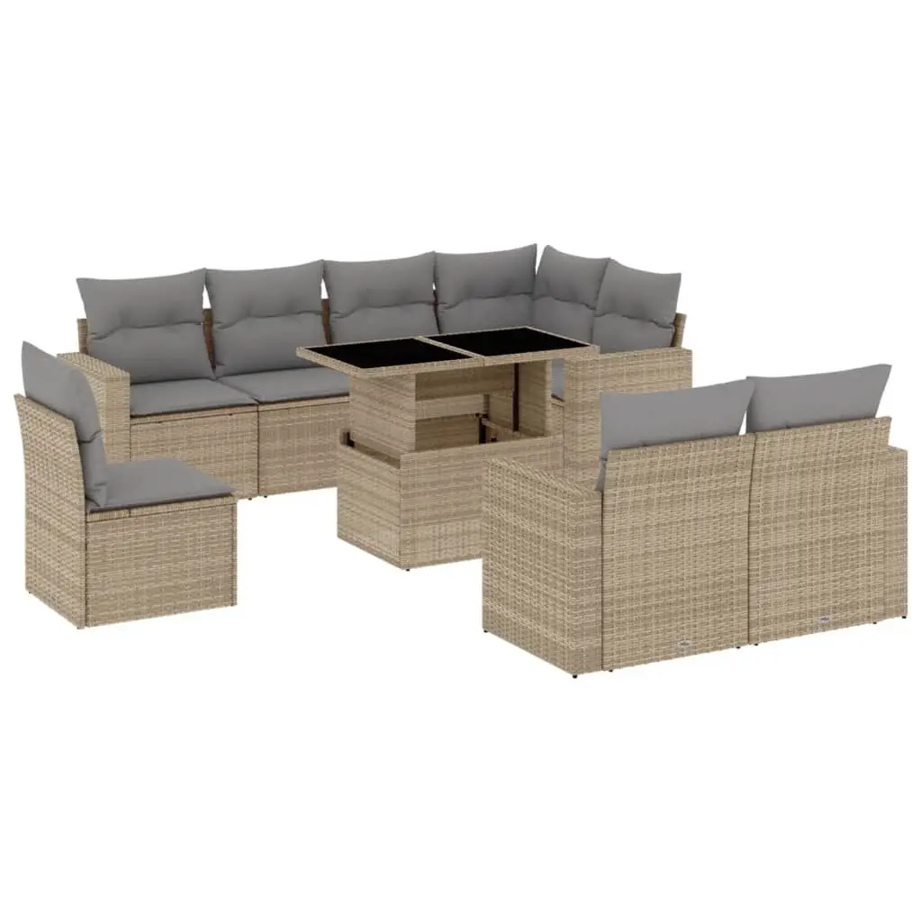 Beige 9-Piece Garden Sofa Set for Outdoor Relaxation