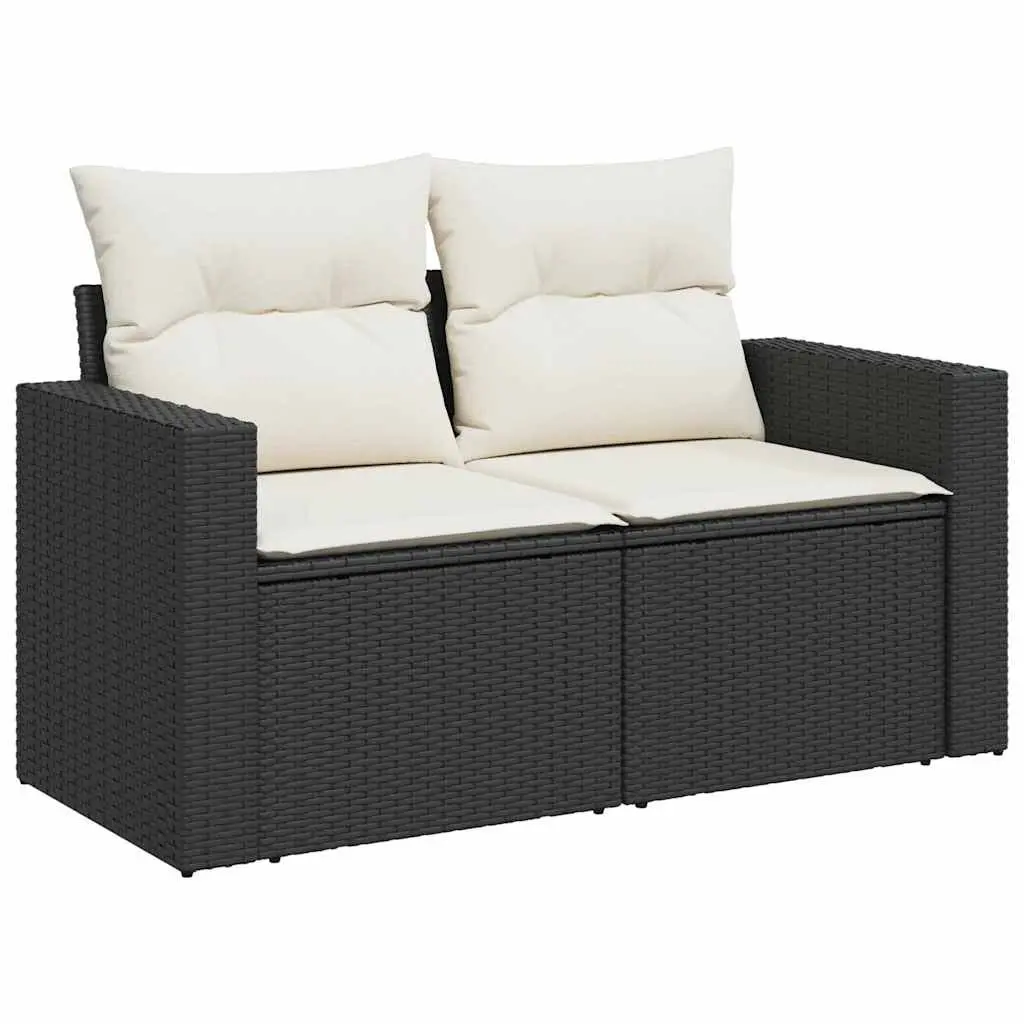 8-Piece Black Modular Outdoor Sofa Set with Cushions