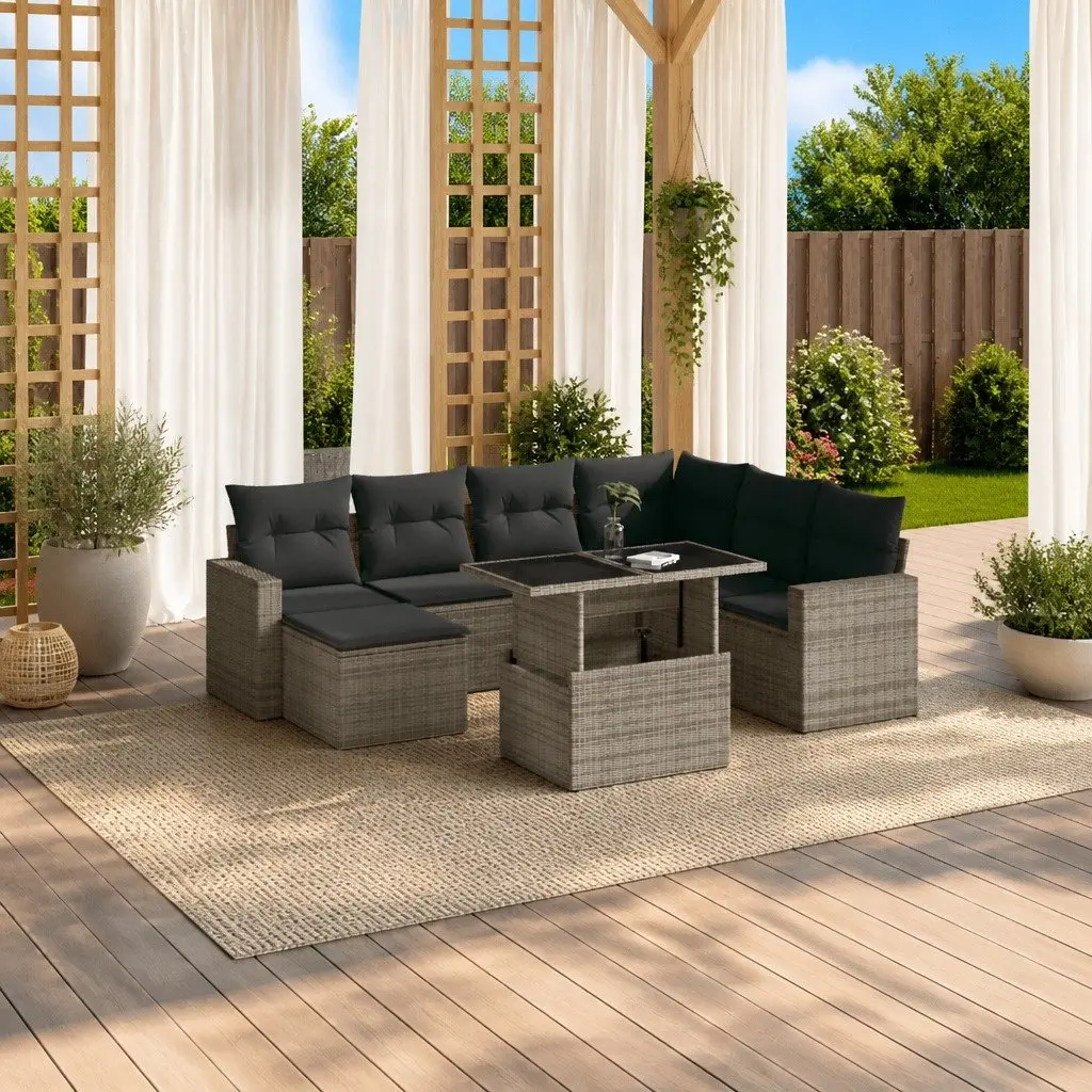 8-Piece Garden Sofa Set in Grey with Cushions