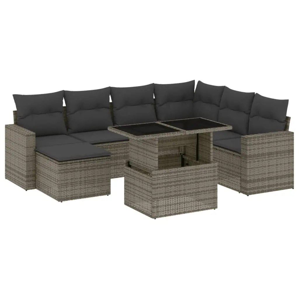 8-Piece Garden Sofa Set in Grey with Cushions