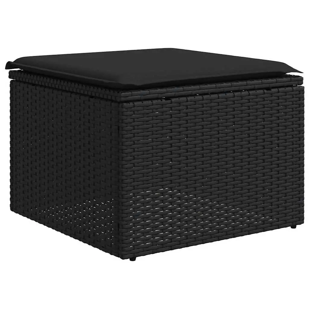 9-Piece Black Modular Garden Sofa Set for Outdoor Spaces