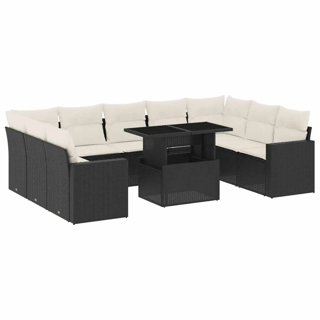 10 Piece Black Modular Outdoor Sofa Set