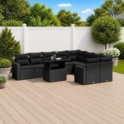 Exceptional 10 Piece Black Modular Garden Sofa Set