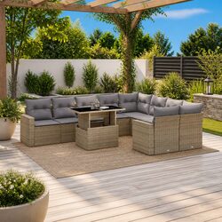 10-Piece Modular Outdoor Garden Sofa Set in Beige