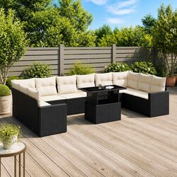 Durable 11 Piece Black PE Rattan Garden Sofa Set