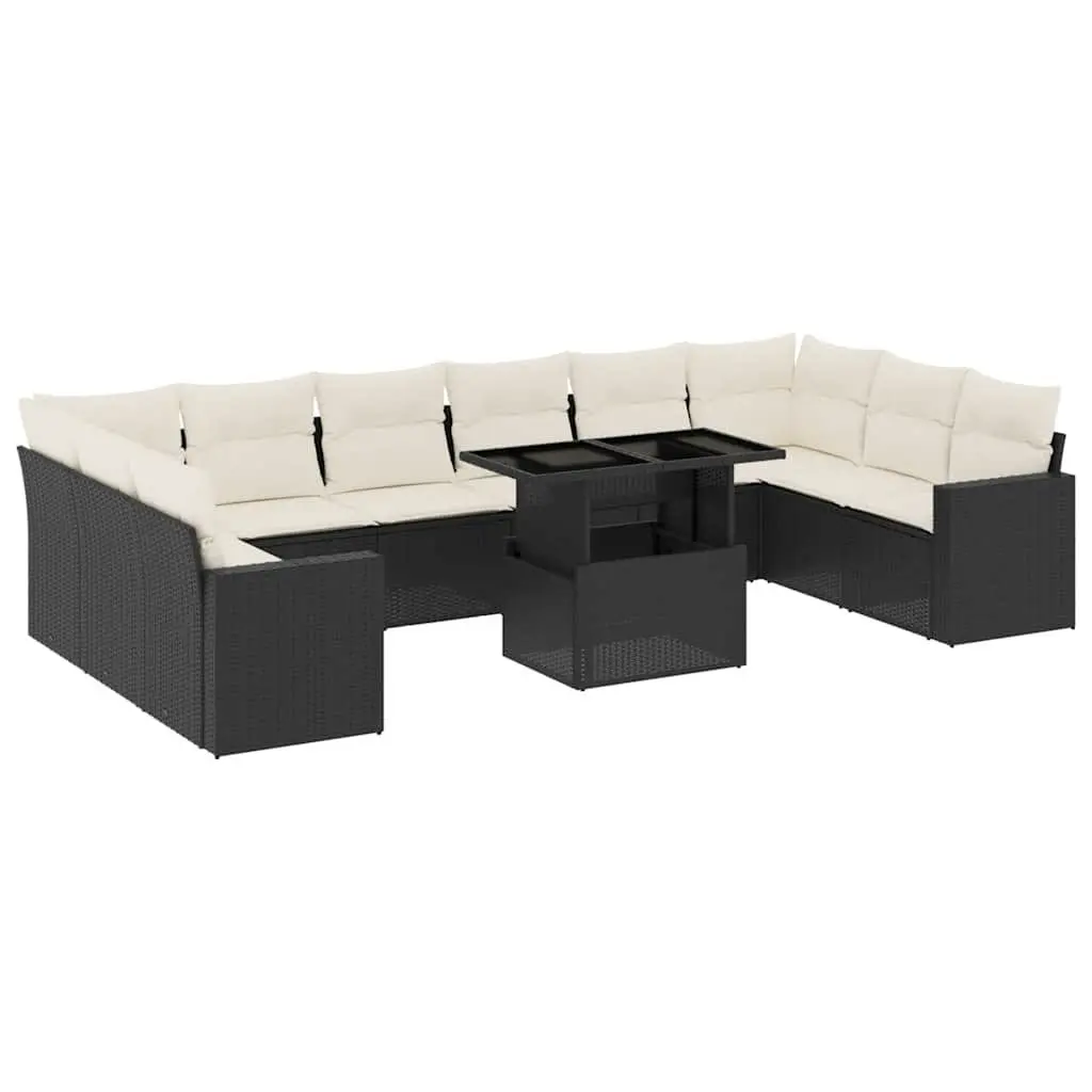 11 Piece Garden Sofa Set PE Rattan Black Outdoor Furniture Patio Lounge