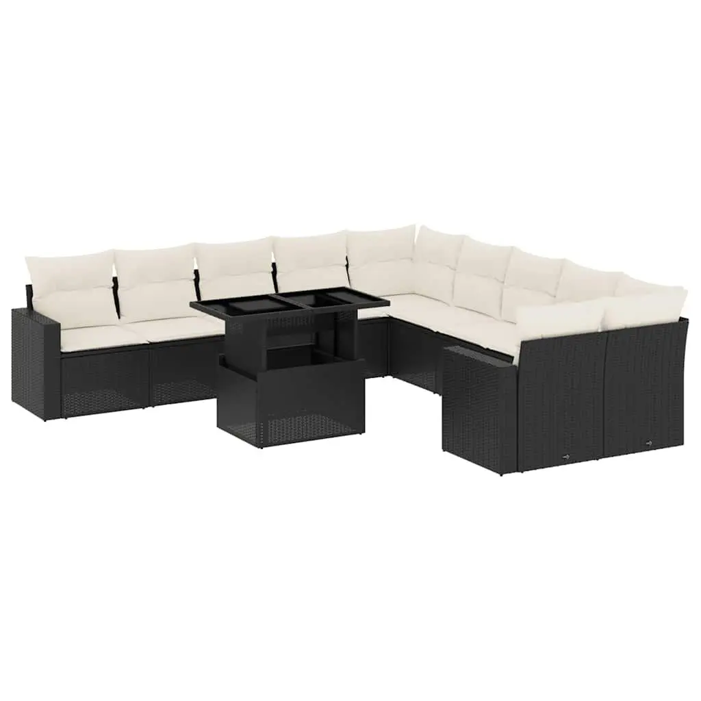 Outdoor Sofa Set 11 Piece PE Rattan Black Patio Furniture