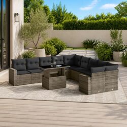 11 Piece Grey Poly Rattan Garden Sofa Set