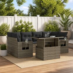 7 Piece Grey Poly Rattan Sofa Set for Outdoor Use