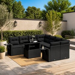 Durable 9 Piece Garden Sofa Set for Outdoor Use