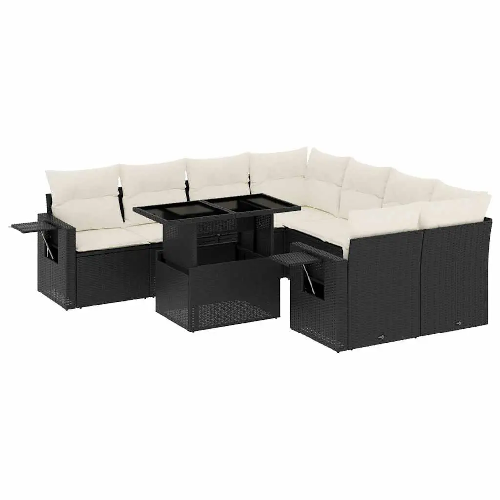9 Piece Garden Sofa Set PE Rattan Outdoor Patio Furniture Black