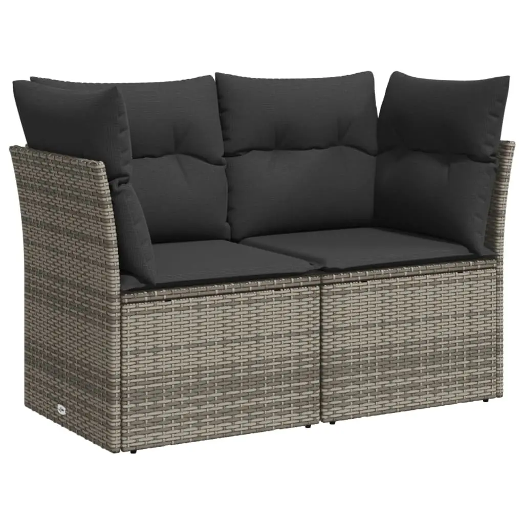 Garden Sofa Set PE Rattan 9 Piece Modular Outdoor Furniture Grey