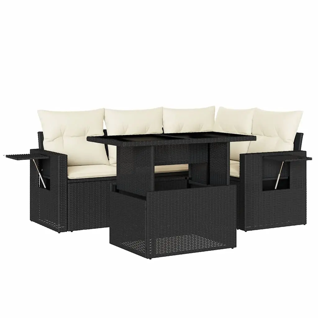 5 Piece Modular Garden Sofa Set with Adjustable Table