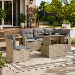 Beige 6-Piece Garden Sofa Set for Outdoor Spaces