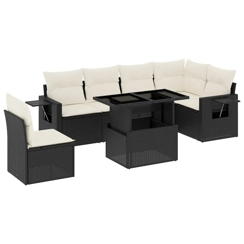 7 Piece Poly Rattan Garden Sofa Set with Cushions