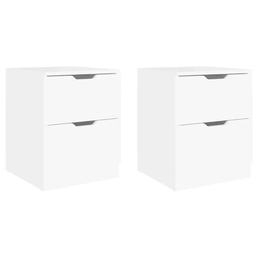 White Bedside Table Set with Storage 40x40x50cm