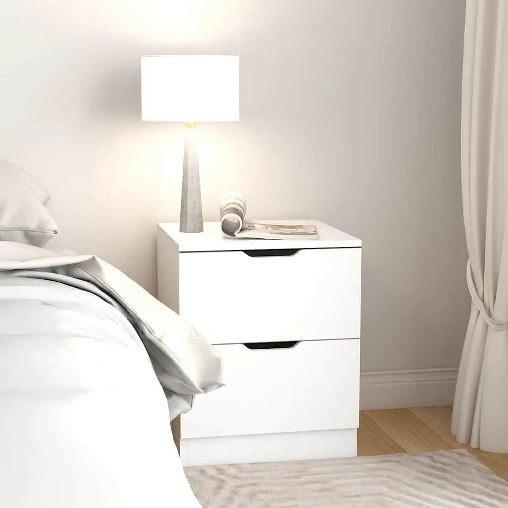 White Bedside Table Set with Storage 40x40x50cm