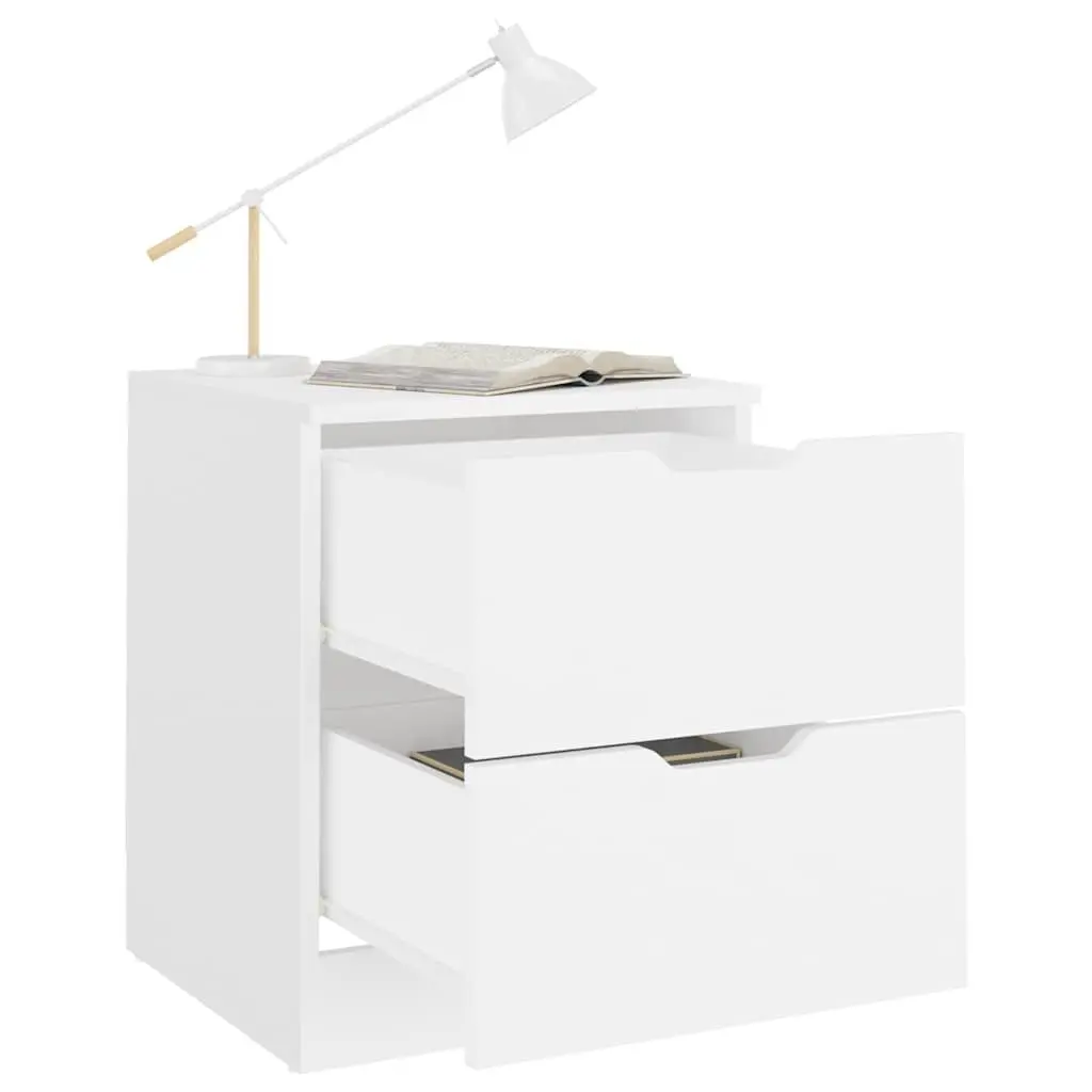 White Bedside Table Set with Storage 40x40x50cm
