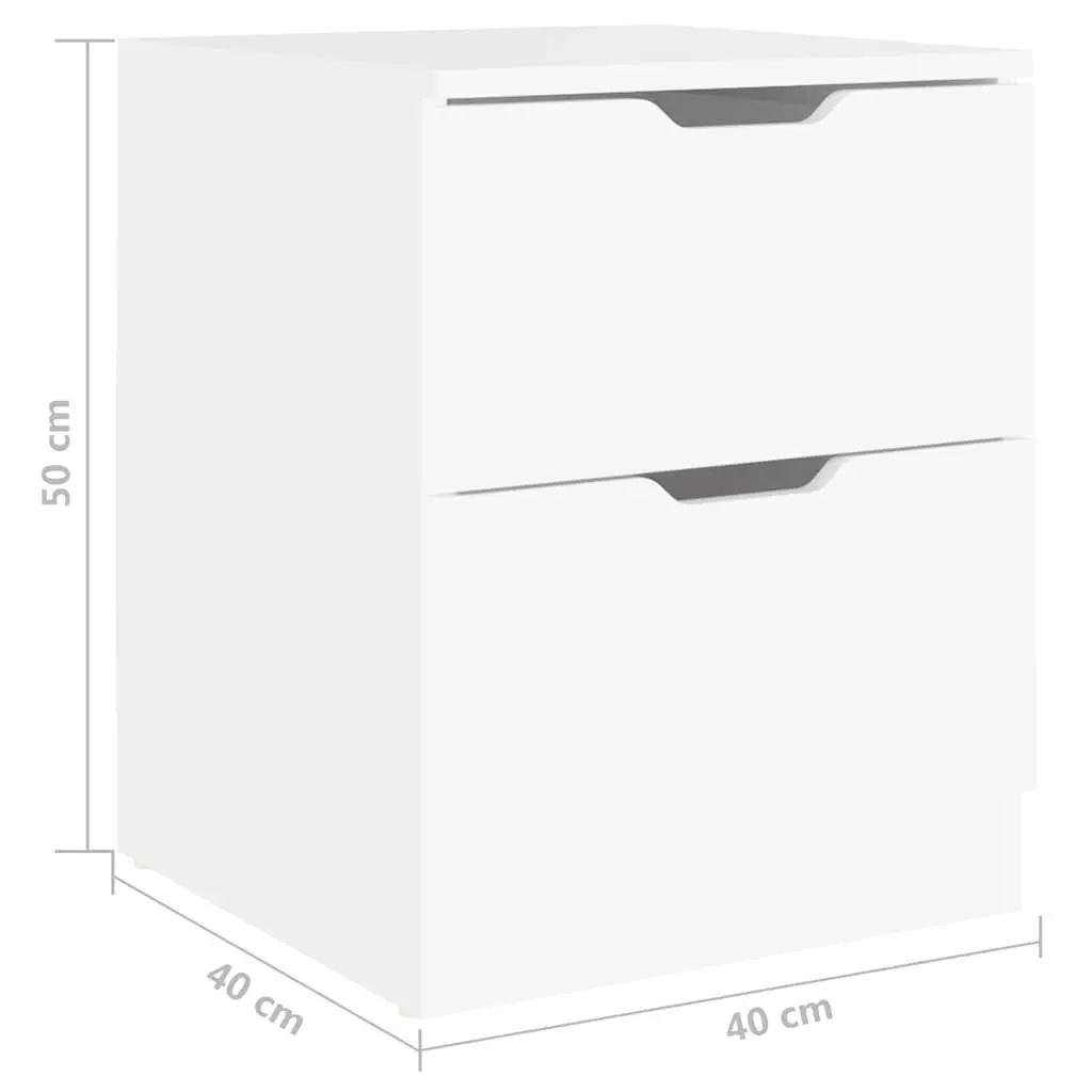 White Bedside Table Set with Storage 40x40x50cm