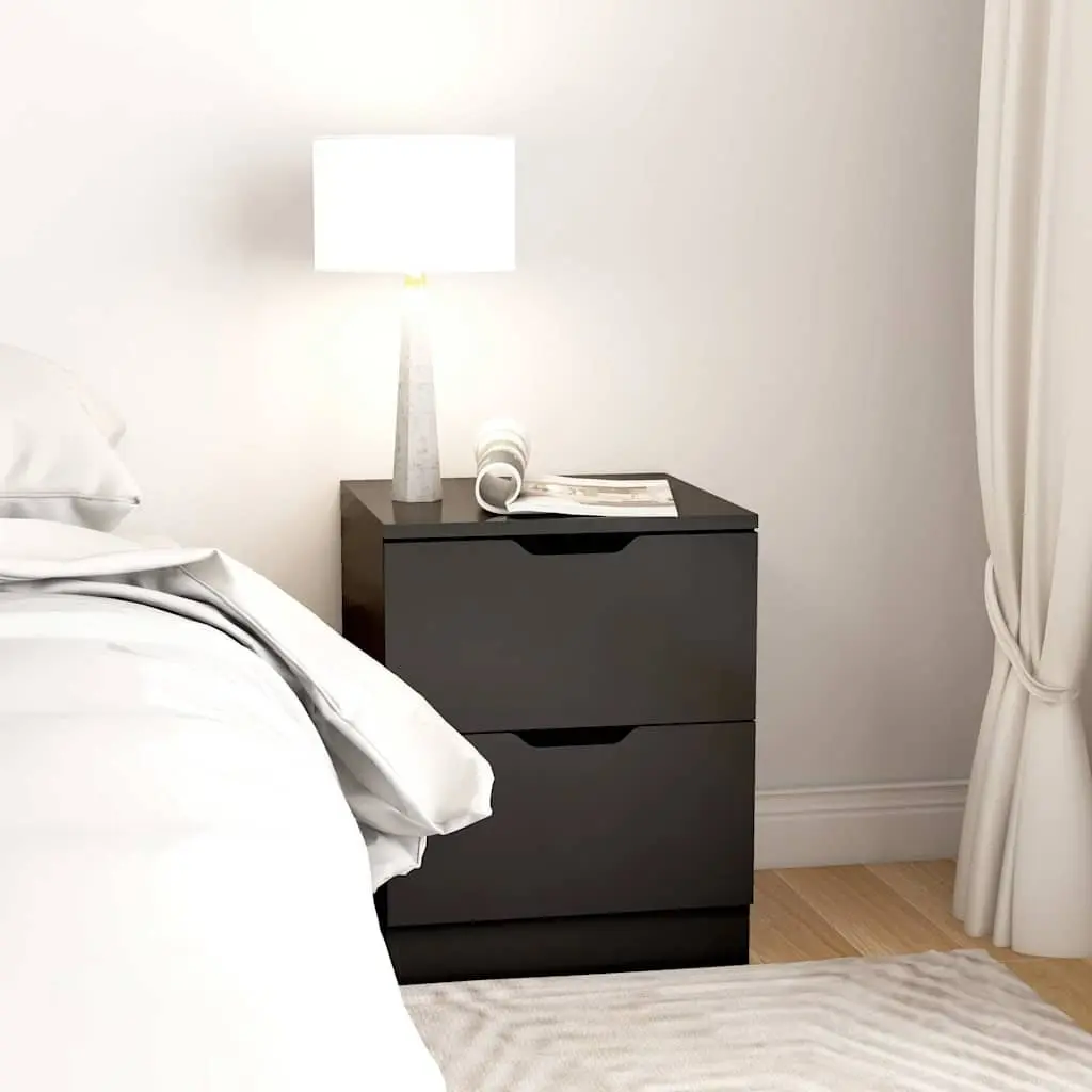 Bedside Cabinets 2 pcs Black 40x40x50 cm Engineered Wood Storage Side Table