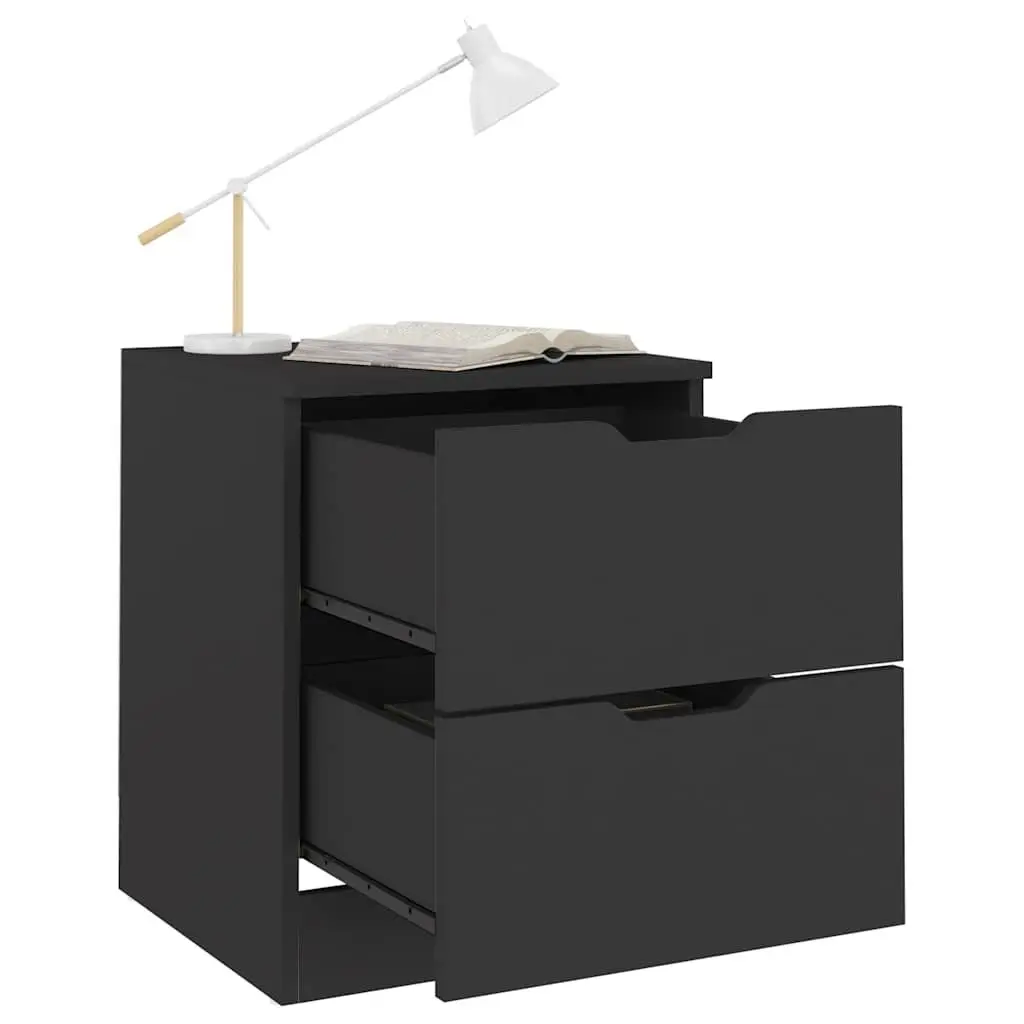 Bedside Cabinets 2 pcs Black 40x40x50 cm Engineered Wood Storage Side Table