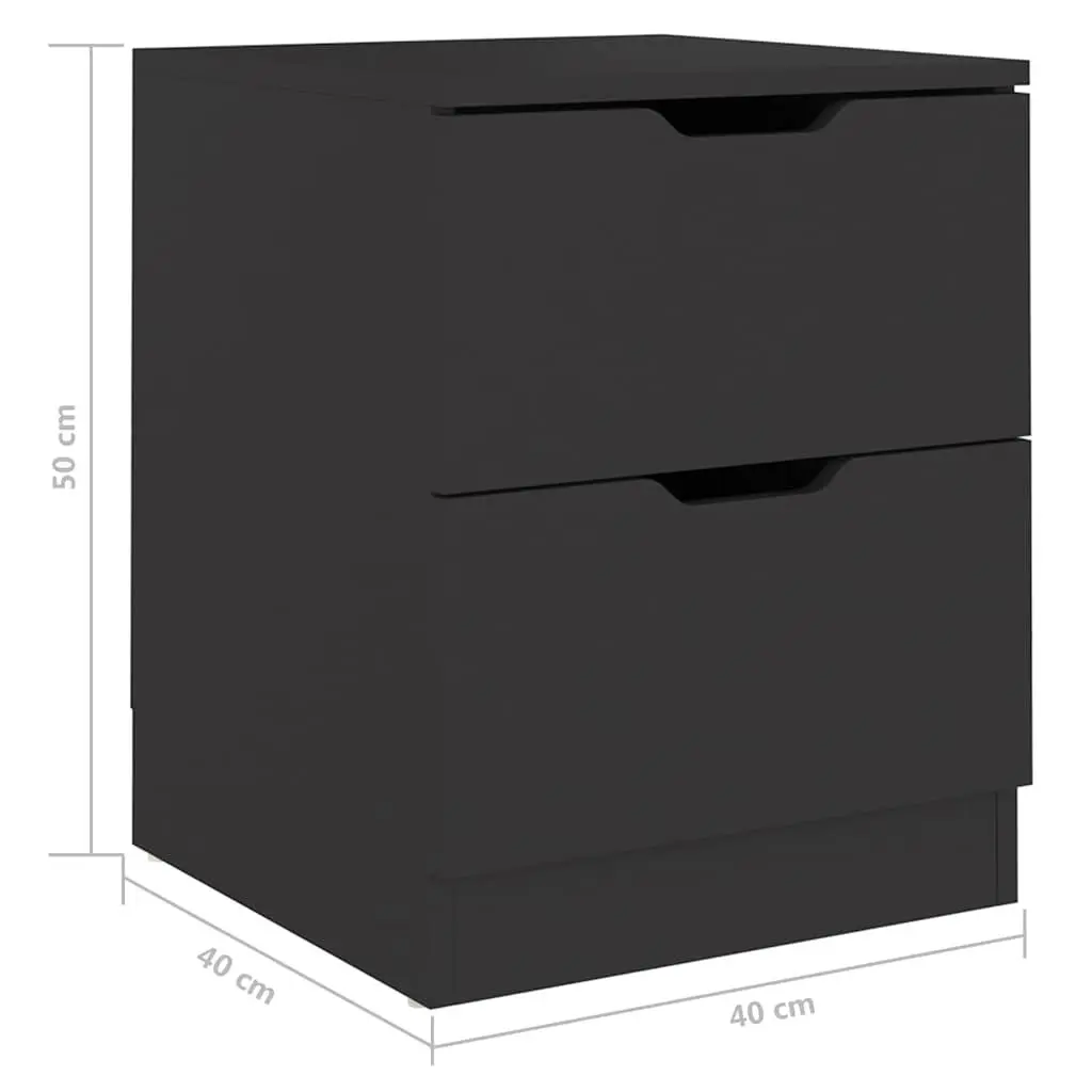 Bedside Cabinets 2 pcs Black 40x40x50 cm Engineered Wood Storage Side Table