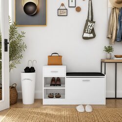 Stylish White Shoe Storage Bench with Durable Build