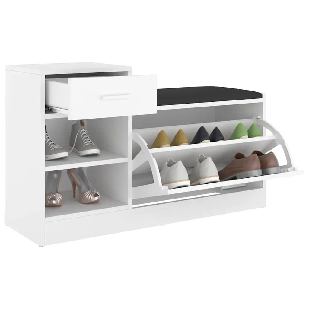 White Shoe Storage Bench with Durable Build