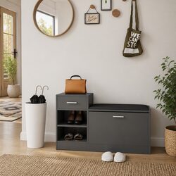 Durable Grey Shoe Storage Bench with Comfortable Seating