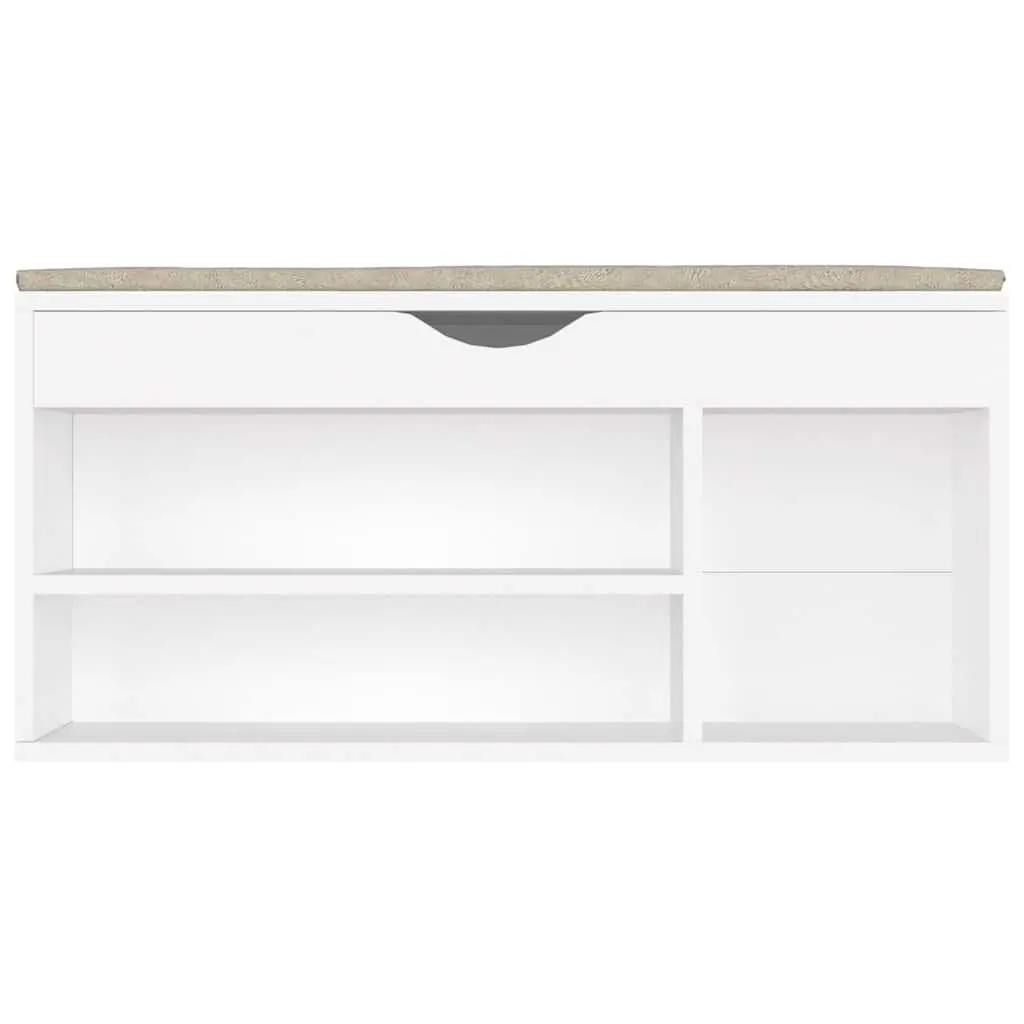 Shoe Bench with Cushion White Storage Seating Footwear Organiser Rack