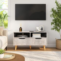 Engineered Wood TV Cabinet in Concrete Grey for Modern Spaces