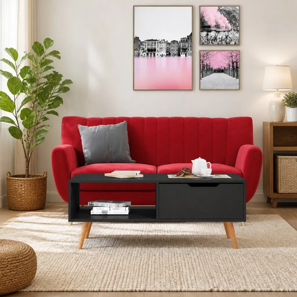 Grey Coffee Table 100x49.5x43cm for Living Rooms