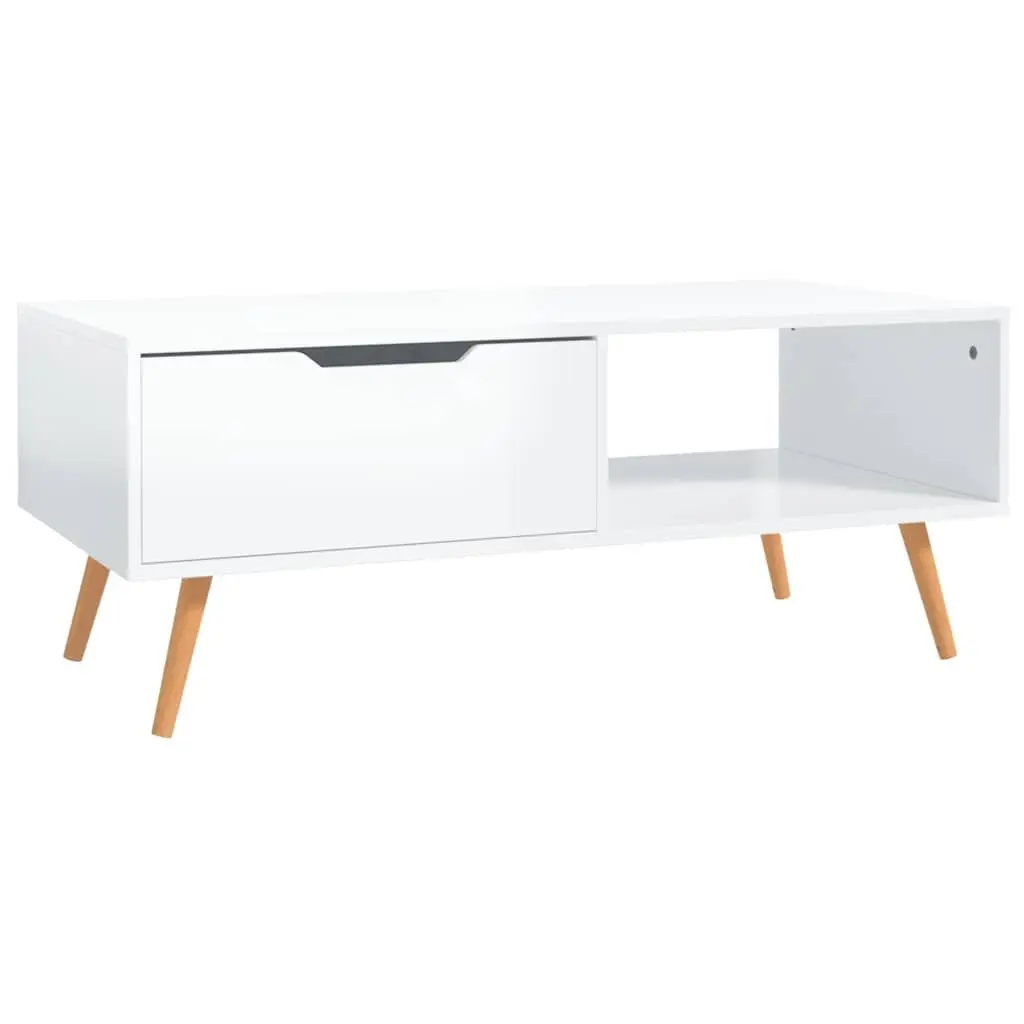 Coffee Table Engineered Wood 100 x 49.5 x 43 cm High Gloss White