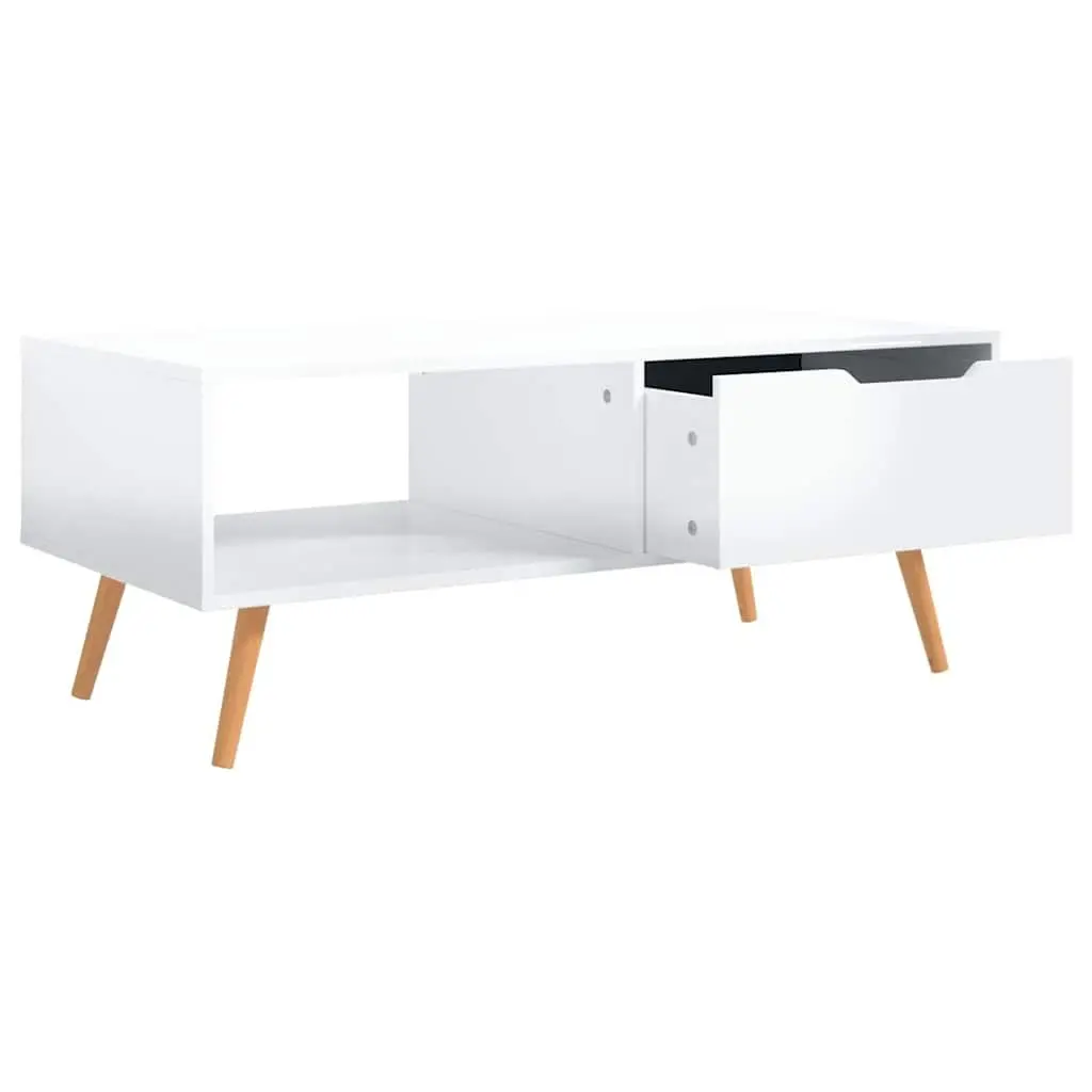 Coffee Table Engineered Wood 100 x 49.5 x 43 cm High Gloss White