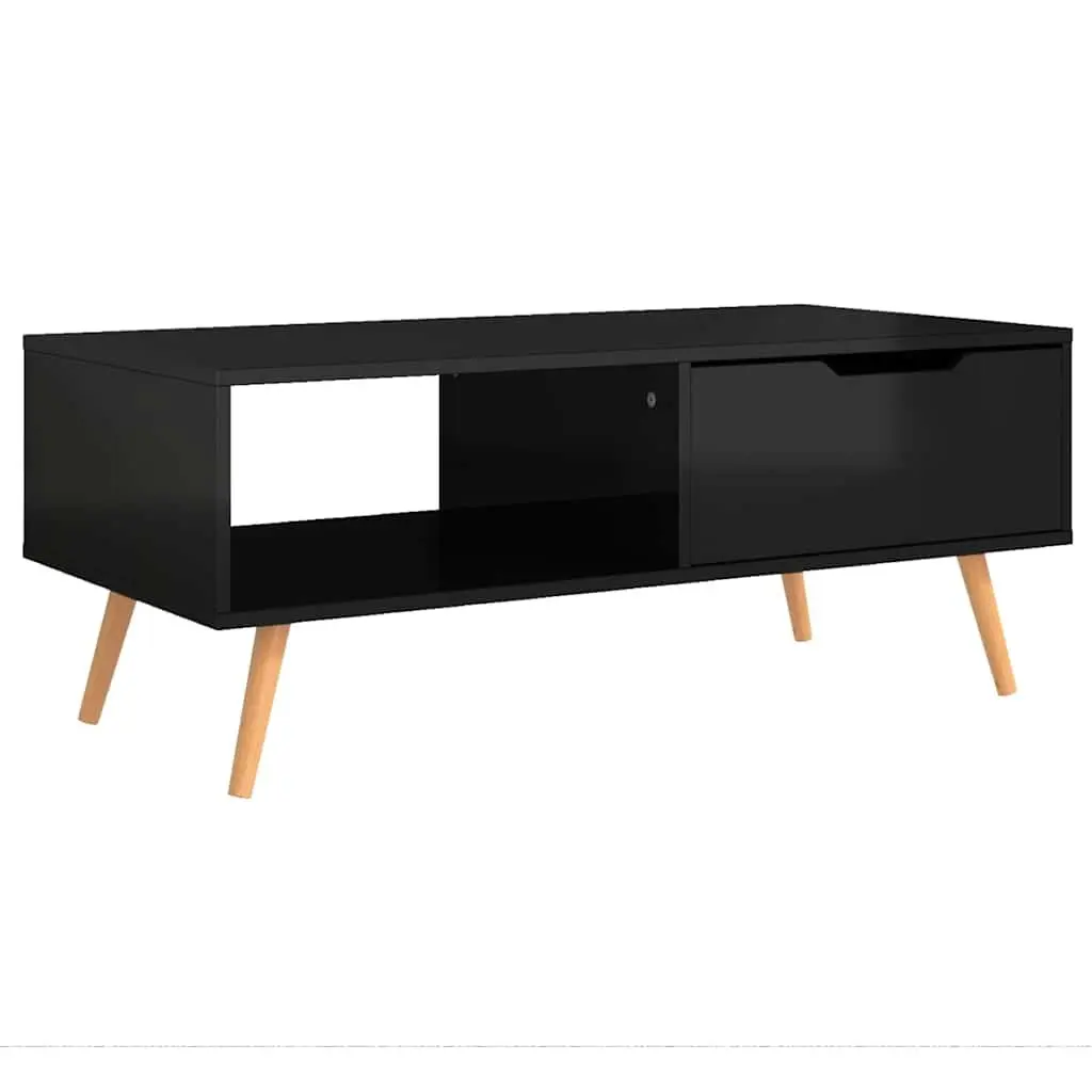Coffee Table Engineered Wood High Gloss Black 100 x 49.5 x 43 cm