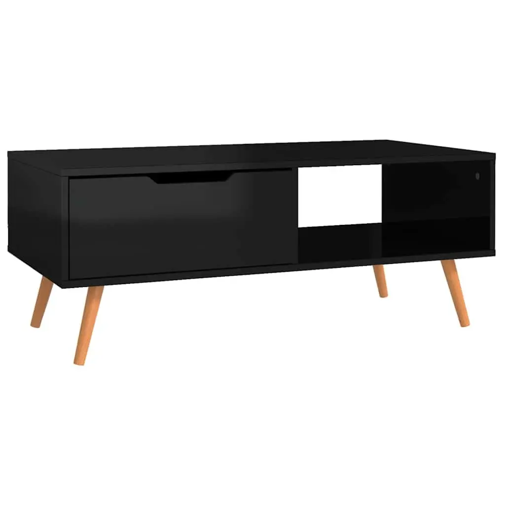 Coffee Table Engineered Wood High Gloss Black 100 x 49.5 x 43 cm